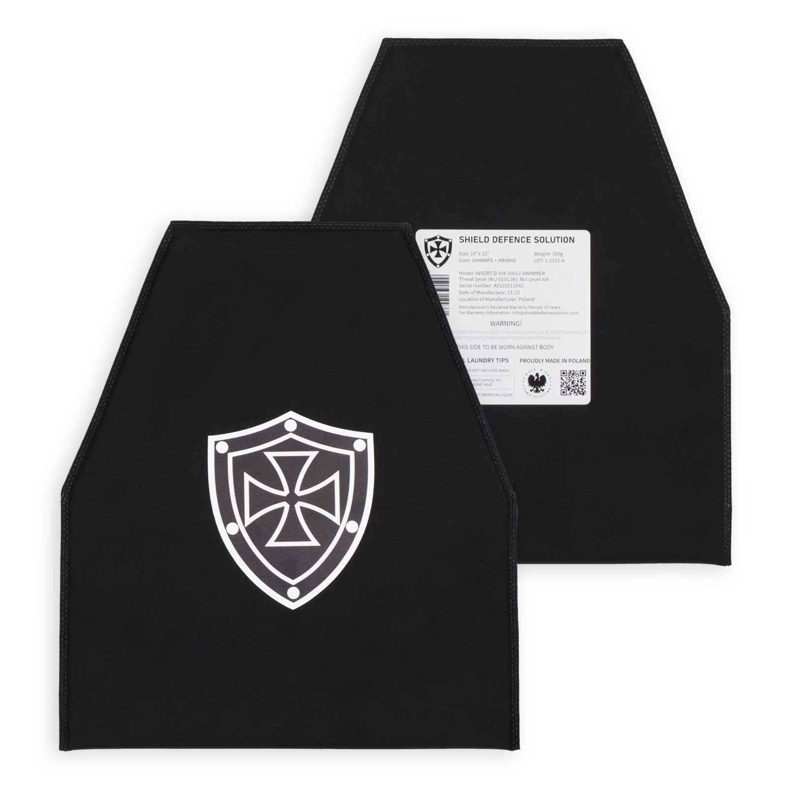 10"x12" Soft Armor Insert Panels Swimmers Cut | Front & Back Protection - Shield Defence Solution