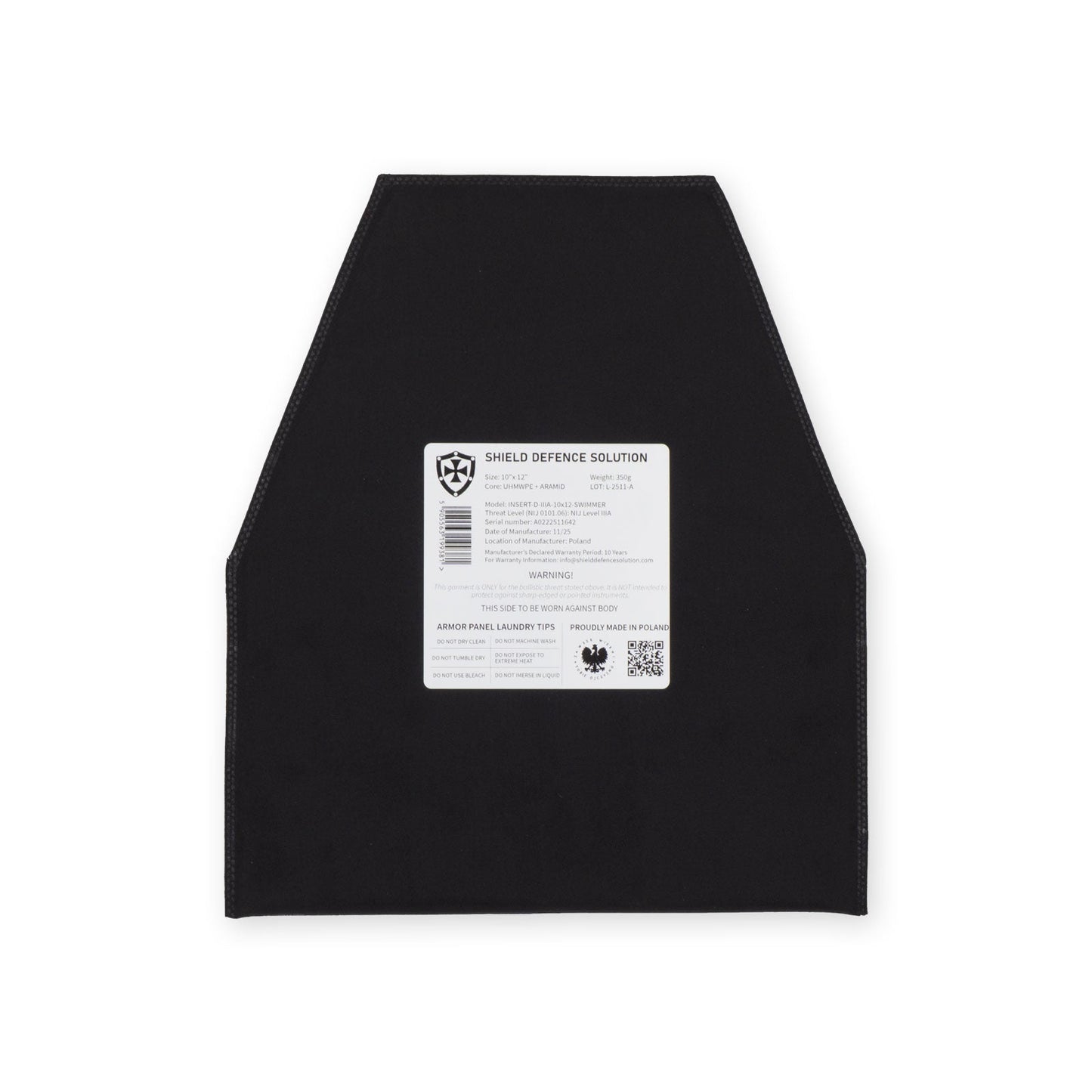 10"x12" Swimmers Cut Soft Armor Insert - Shield Defence Solution