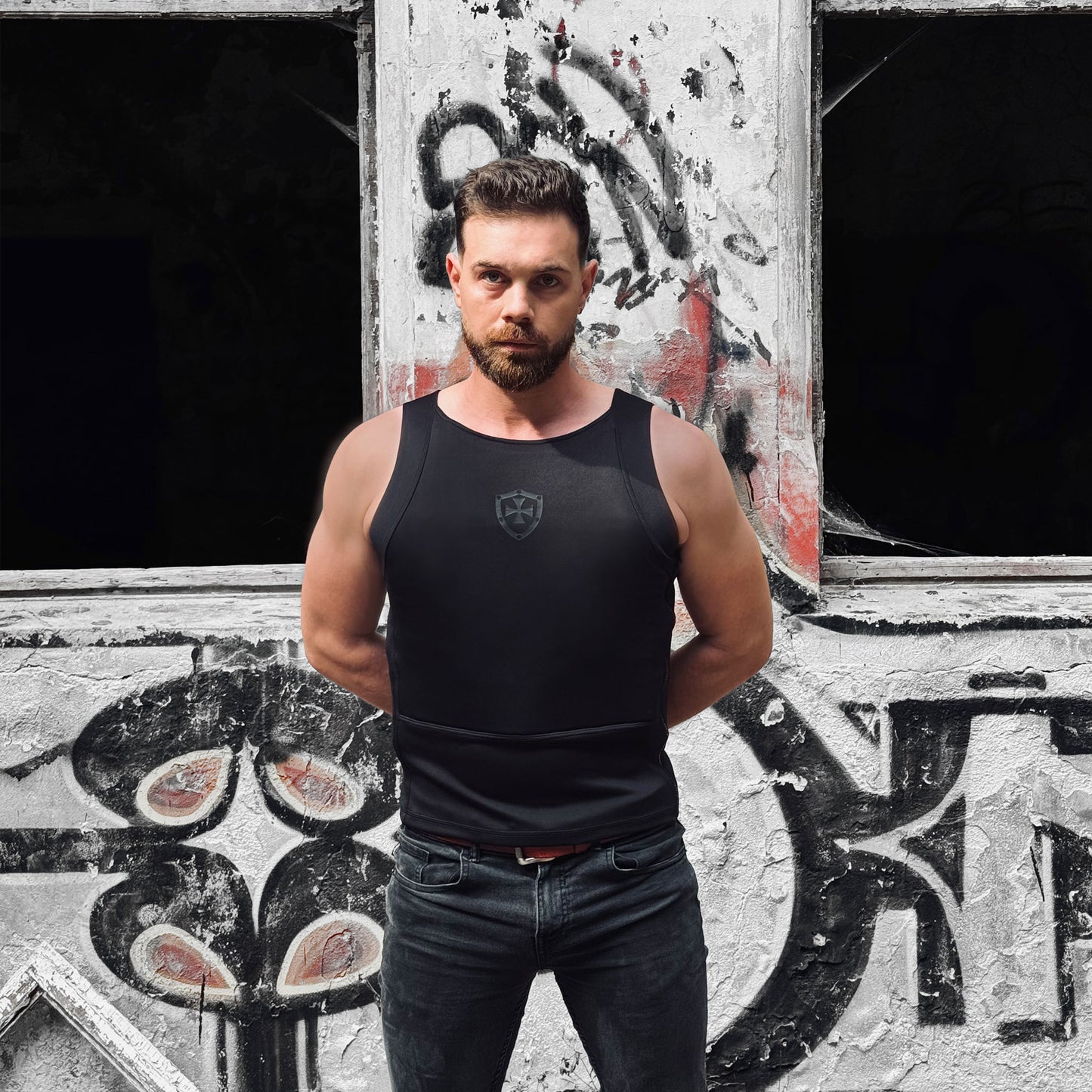 Kugelsicheres verdeckbares erweitertes T-Shirt - Schwarz