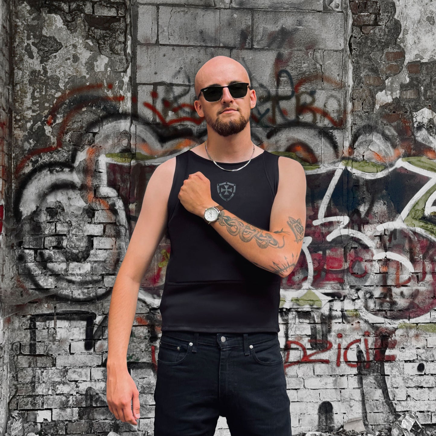 Kugelsicheres verdeckbares erweitertes T-Shirt - Schwarz
