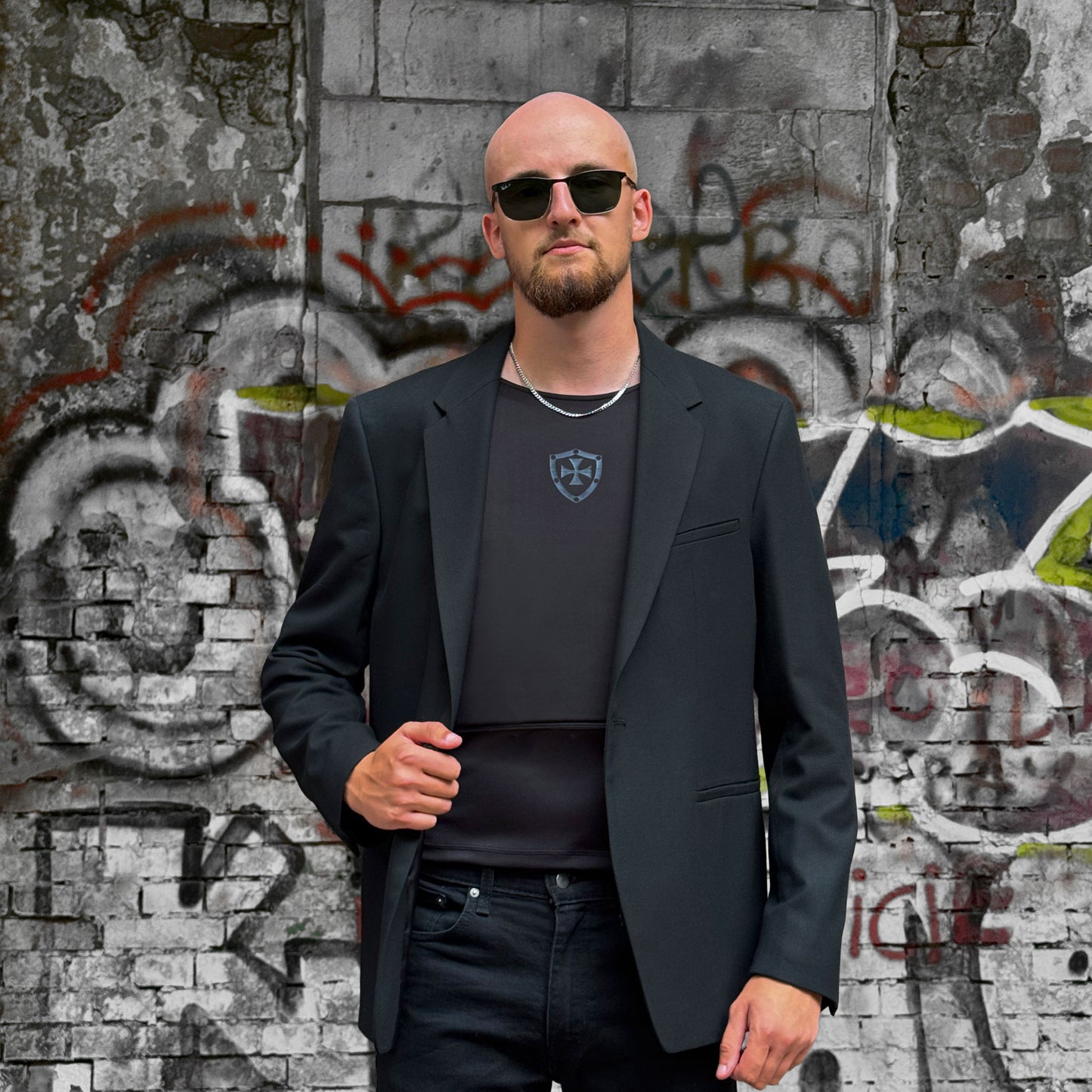 Kugelsicheres verdeckbares erweitertes T-Shirt - Schwarz