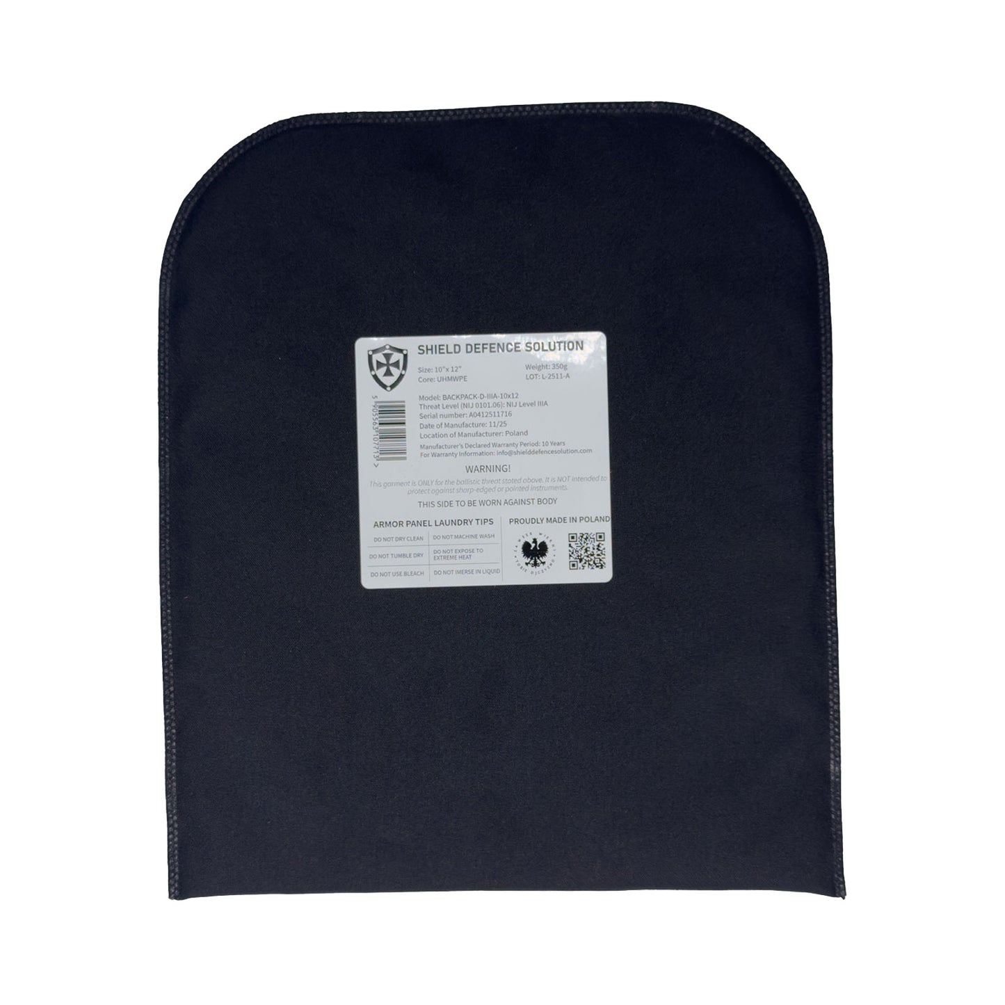 10"x12" Weichpanzerung-Einsatz für Rucksack